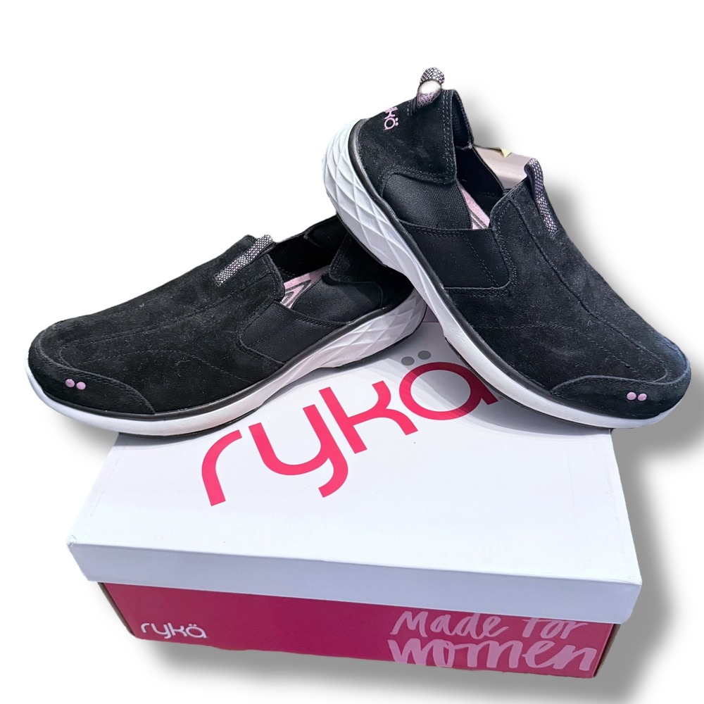 Ryka Terrie Slip On Comfort Surround System Black Leather Shoes Womens 8M